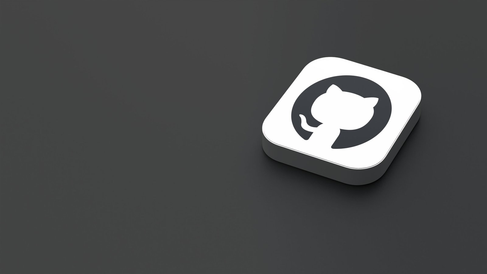 3d rendered icon of the github app logo, featuring a sleek, minimalistic design. the logo appears on a dark gray background within a white square with rounded corners.
